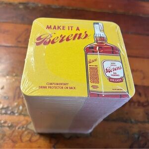 Beren's Old-Fashioned Brandy Drink Coaster & Protector New Sealed Sleeve ~130